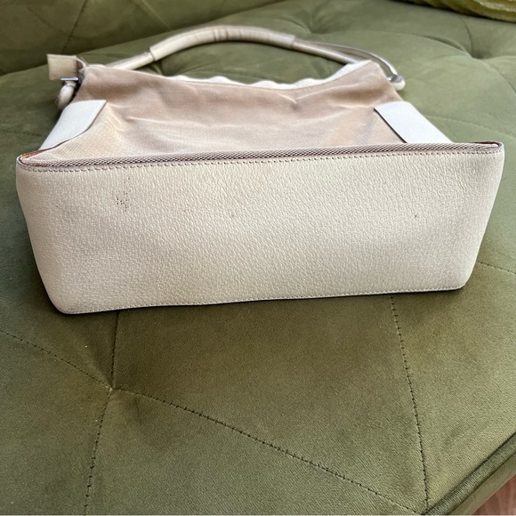 Gucci Canvas Leather Trim Handbag Shoulder Bag Beige White - Picture 3 of 11